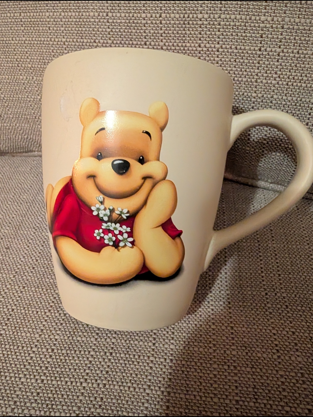 Cream Winnie the Pooh Ceramic Mug with Red Shirt